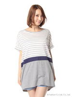 バイカラーボーダー切替チュニック