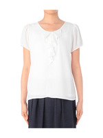 フリル使いシフォン切り替えプルオーバー