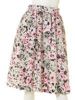 フラワープリントフレアミディスカート