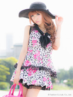 ☆FREE　PAPER掲載☆モノトーンひょうバラシフォンスカート