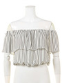 ストライプオフショルフリルブラウス