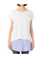 ストライプシャツ重ね着風カットソー