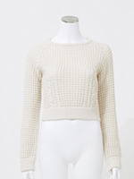 ワッフル編みローゲージショートニットPO