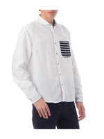 ボーダーポケットつきシャツ