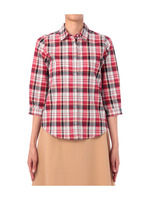 七分袖チェックシャツ