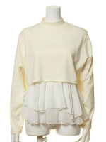 ハイネック裾フリルカットトップス