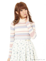 マルチボーダーリブタートルニット