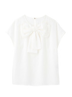 ビッグリボン付きフレンチスリーブブラウス