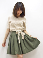 前結びカットソー×メモリーフレアースカート