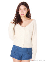 ワイドオープンニットカーデ