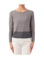 裾ジップ配色クロップドニット