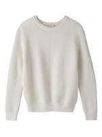 編み地切り替えラウンドネックニット