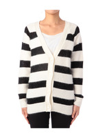 アンゴラ混ボーダーニットカーディガン