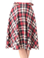 チェック柄ミモレ丈スカート