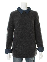 デニム襟カフスロングプルオーバー