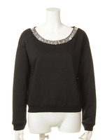 ビジュー付裏毛