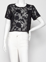 花柄ジャガードシフォンブラウス