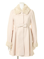 フェイクファー付フレアコート