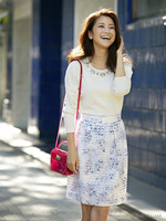 アジサイプリントタックスカート