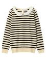 ボーダー柄衿つきニットプルオーバー