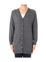 リブ切り替えロングニットカーディガン