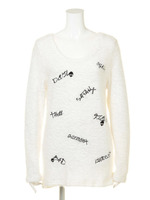 ロゴ刺繍シャギーニットチュニック