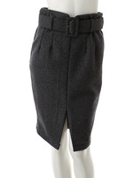 【CEDNIE】ベルト付きウールペンシルスカート