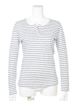 【COOKIEHOLIC】Vネックラインボーダーカットソー