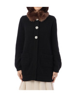 ティペット付きビジューロングカーディガン