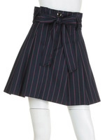 ストライプウエストリボンタックスカート