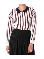 衿付きストライプニット