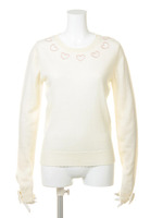 ハート異素材切替ニットトップス