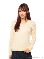 ケーブルリブVトップス
