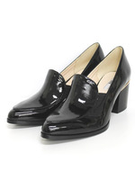 【R&E】ポンテッドトゥサイドゴアヒールローファー