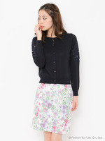 メッシュ×柄プリントスカート