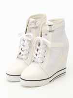 レザーコンビツイルウェッジスニーカー