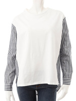 【ECURY】ストライプシャツ切替トップス