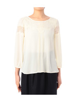 レース切り替えプリーツブラウス