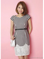 ギンガムチェック裾レースワンピース