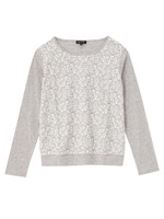 フラワーレース切り替え杢調カットソー