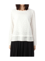 透かしフラワーレースカットソー