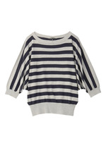 ボーダードルマンスリーブニット