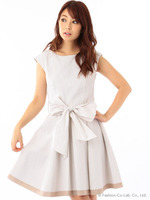 リボンフレアーストライプワンピース