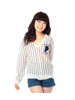 細ストライプサガラワッペンカーディガン