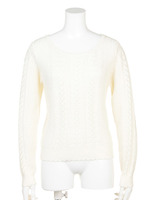 柄編みペールニットプルオーバー