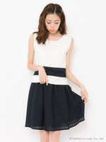 裾メッシュタンクブラウス