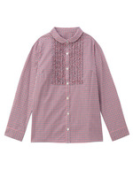 ギンガムチェックボザムフリルブラウス