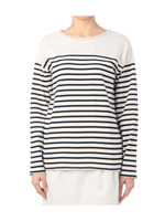 ビジューつきパネルボーダーカットソー