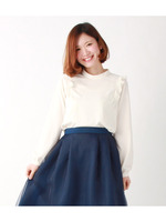 肩フリルシフォンブラウス