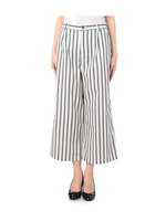 麻混ストライプ柄ワイドパンツ